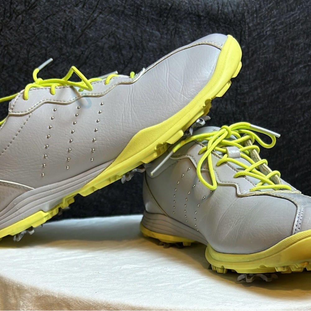 Adidas Womens Golf Shoes Adipure DC Size 8 Art F33617 Gray Neon Green/Yellow
